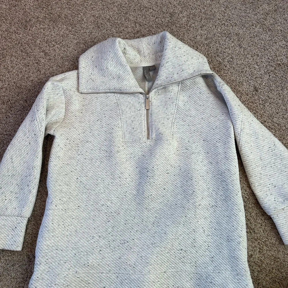 Sweaty Betty Radiant 1/4 zip ribbed Heathered heavyweight sweatshirt. Boxy. EUC - Picture 3 of 16